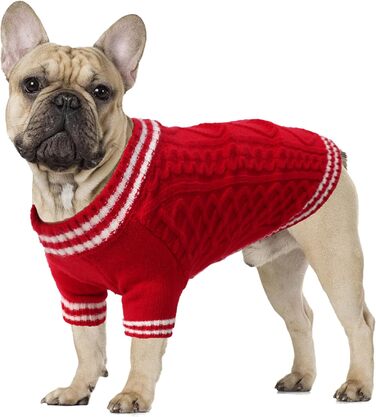 Теплий собачий светр LiebeDD з V-подібним вирізом для маленьких та середніх собак, червоний (M)