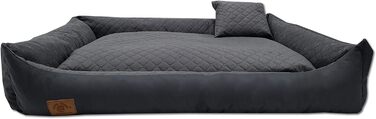 Ліжко для собак Odolplusz XXL, 120x90 см - знімний, водонепроникний чохол, зручний кошик для великих та середніх собак, миється та міцне, Графіт, 80 x 120 x 20 см