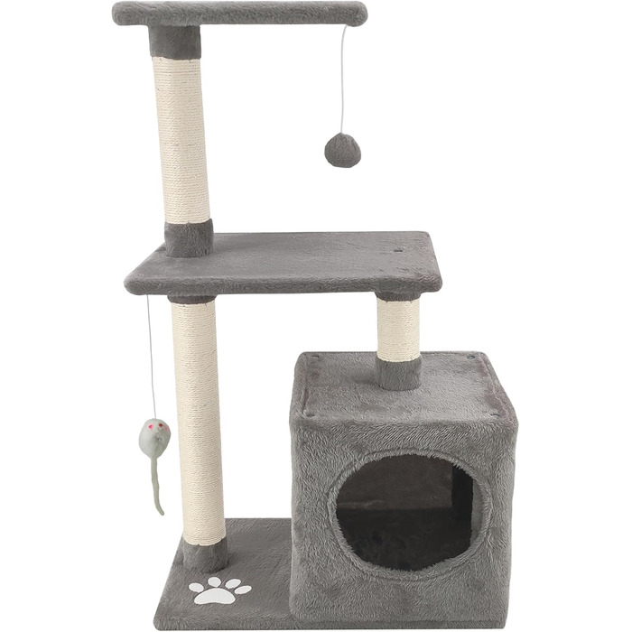 Котячий комплекс Beltom з будиночком, 85 см (сірий)