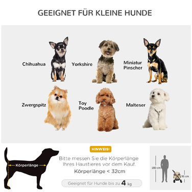 PawHut Dog Cart Dog Buggy Folding Function Коляска для маленьких собак Кішки Візок для домашніх тварин Oxford Khaki 67x45x96см