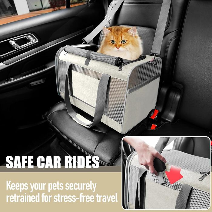 Транспортна сумка GAPZER для собак та котів, Softshell, для чихуахуа, мейн-куна, до 11,3 кг, коричнева (бежева)