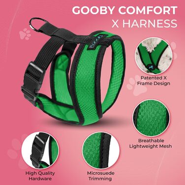 Шлейка Gooby Comfort X для собак, розмір L, захист від задухи, для маленьких та середніх порід, комфортна, X-Design, для прогулянок та дому, колір Оливковий