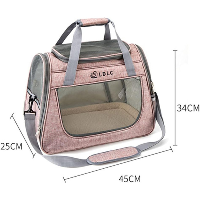 Транспортна переноска для кота та собаки, сумка-переноска для тварин, складана переноска для собак та котів, переноска для собак, переноска для собак в авто, дихаюча переноска для собак 45x25x34 см сіра