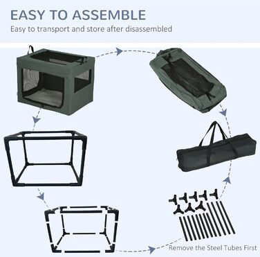 Транспортувальна переноска для тварин PawHut 80 см, сіра, M - для котів та собак