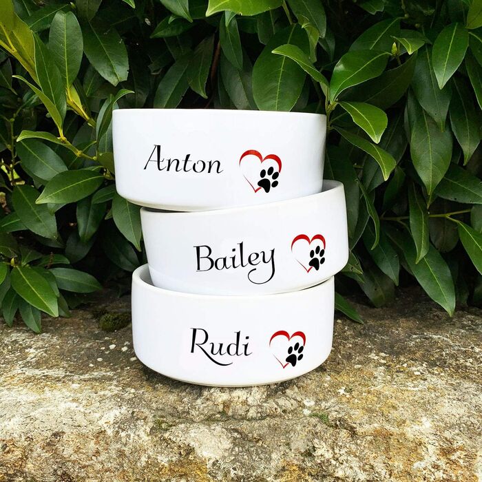 Керамічна годівниця для собак з іменем вашого улюбленця | Миска для корму та води (лапка) - 1.300 мл