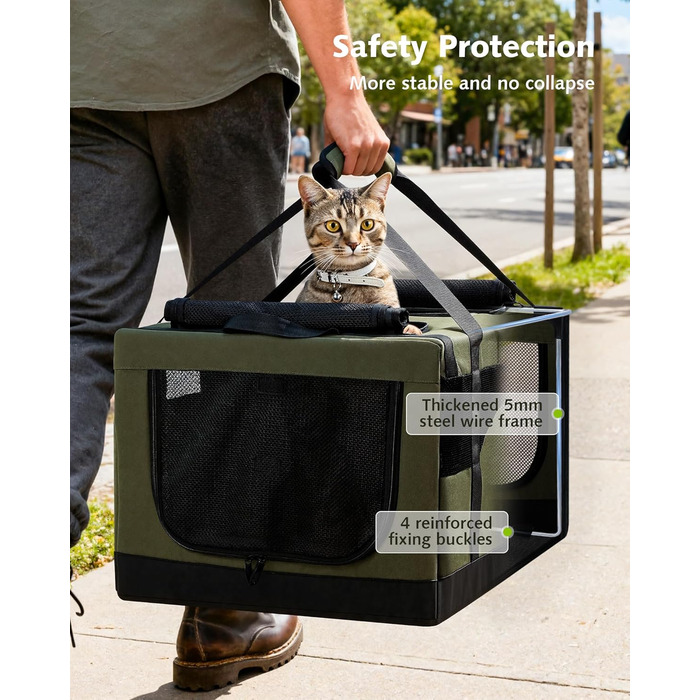 Транспортна переноска для котів Pecute - переноска-торба для 2 котів, стабільна, складана, для подорожей (темно-зелена)