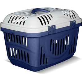 Транспортна переноска для кота Snugsy - Автомобільна переноска для котів з ручкою та затискачами - Пластикова переноска 49x34x32 см сірого та кремового кольору