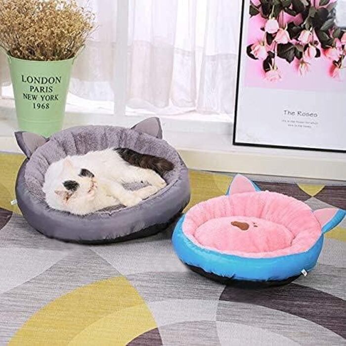 Кругле ліжко для собак та котів Queta. Тепле, миється, зручне ліжко для домашніх тварин (сірий)