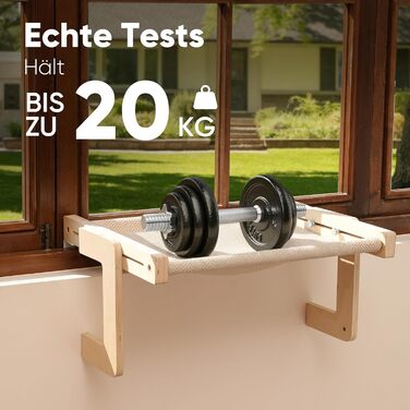 Підвісна лежанка для котів FUKUMARU, лежанка на підвіконник та підлогу, для великих котів, міцна конструкція з дерева та металу, трансформована лежанка, легка у збиранні, бежева