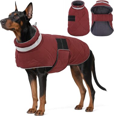 Зимова куртка для собак середнього розміру ASENKU, флісова, водовідштовхувальна, з отвором для шлейки, світловідбиваюча, зелена (3XL, червона)