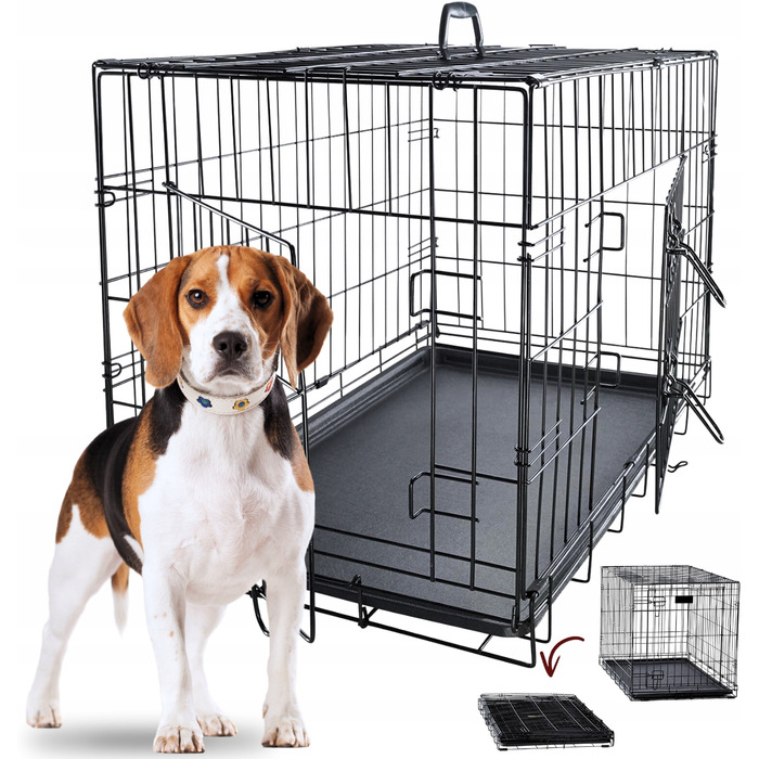 Клітка для середніх собак Oh!dog зі сталі з порошковим покриттям, 46 x 75 x 52 см