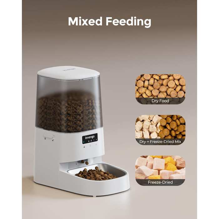 Автоматичний годівник для котів Invengo MeowServe S20, 5л, з таймером та керуванням через додаток, з нержавіючої сталі SUS 304 + ABS, для котів, собак та інших дрібних тварин