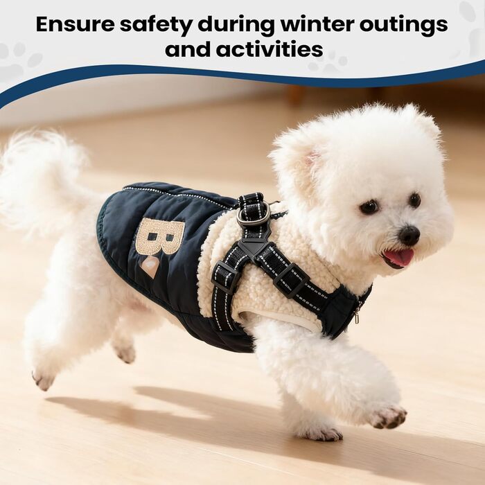 Зимовий одяг для собак – вітрозахисний жилет з флісовою підкладкою, тепла куртка з інтегрованим шлейкою для прогулянок на вулиці в холодну погоду, для цуценят, маленьких та середніх собак, рожевий/білий (зелений та білий)