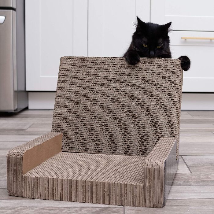 Лежак-дряпка для котів Purrfect Sofa Luxe з товстого гофрокартону, двосторонній, з котячою м'ятою
