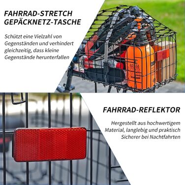 Задній велосипедний кошик W&H складний, великий металевий, з аксесуарами для монтажу, сіткою та відбивачем. Підходить для собак, покупок, пікніків