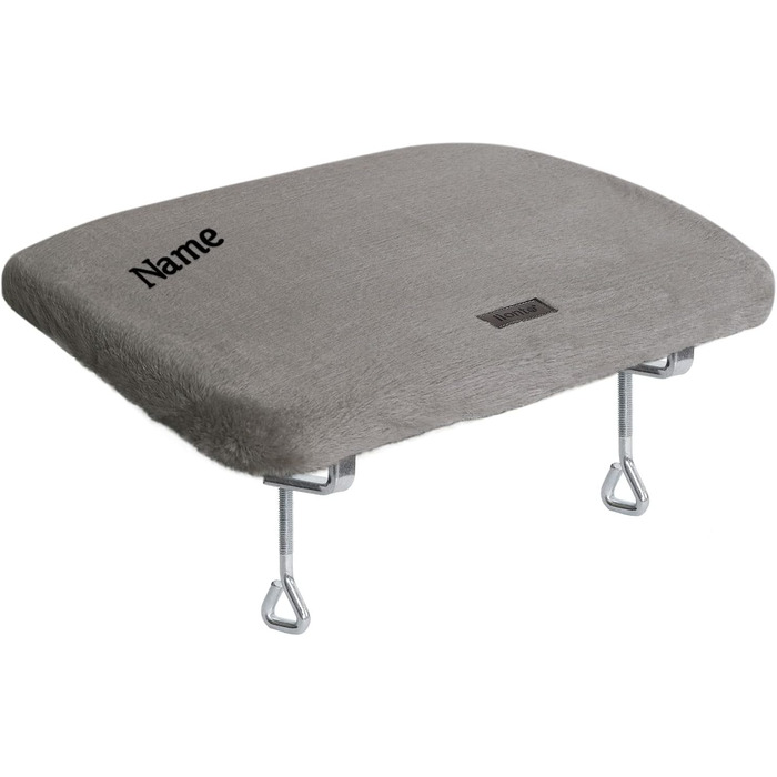 Кішка ліжко для вікна Lionto, м'яке, плюшеве, 35x50 см, для монтажу без свердління, знімний та пральний чохол, до 15 кг, темно-сірий (з написом)