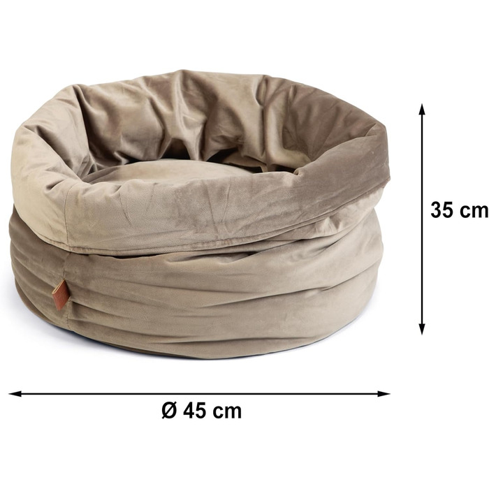 Кошик для котів Lotte Fluco, велюр, сірий, 45x45x35 см