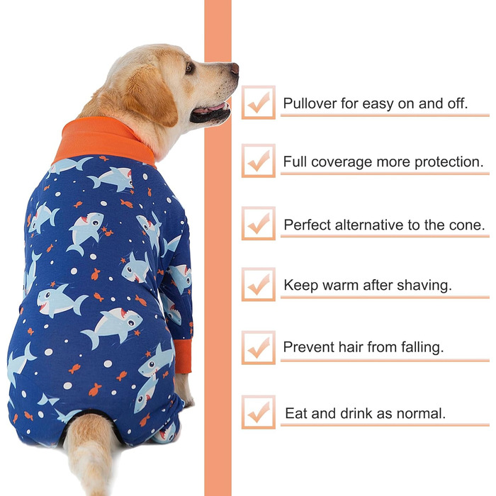 Комбінезон для собак Yeapeeto, 7XL, блакитний, для відпочинку, захист від вилизування, алергії, випадання шерсті, альтернатива конусу