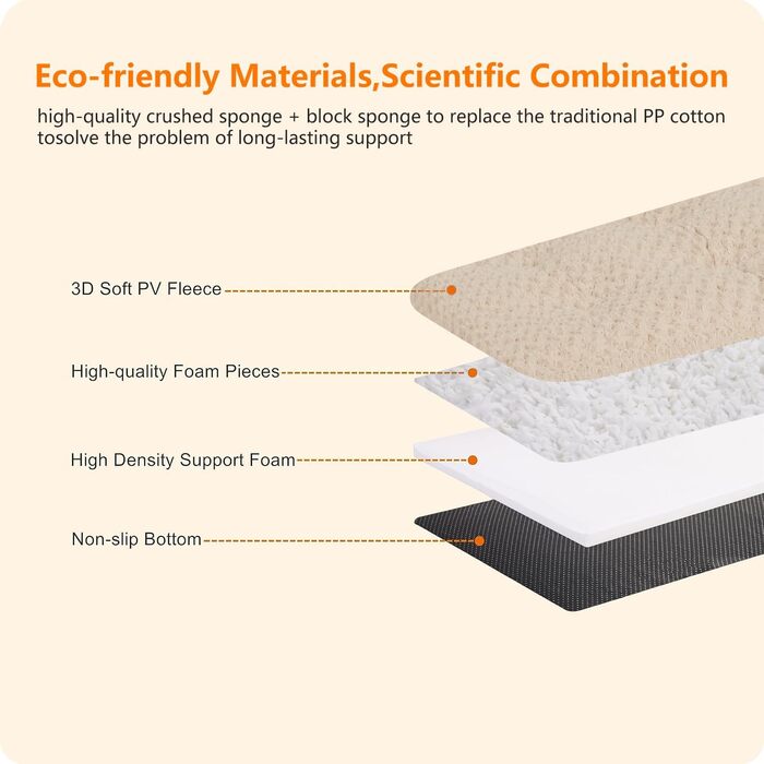 Ортопедичне ліжко для собак, матрац для собак з двошаровим дизайном, миється, знімний кошик для собак, 90 см для собак маленьких та середніх порід, бежевий колір, розмір 89 x 59 x 10 см