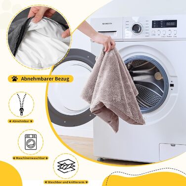 Ортопедичне ліжко для собак OUPEIWAWA, XL, хакі: м'яке, з високим бортиком, знімний чохол, антиковзаюче, для дому та авто