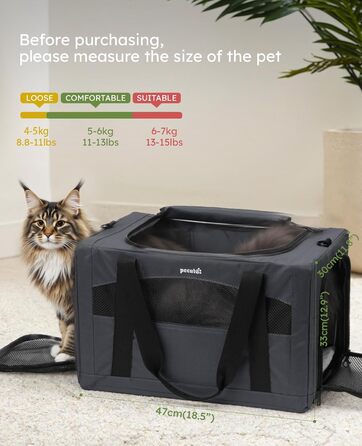 Транспортна сумка для котів Pecute Katzentasche, XL, темно-сіра та темно-зелена