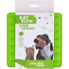 Килимок для годування собак та котів, 19x19 см, зелений, з анти-сніфлінгом, сповільнює поїдання, 100% силікон, для відволікання, миється в посудомийній машині