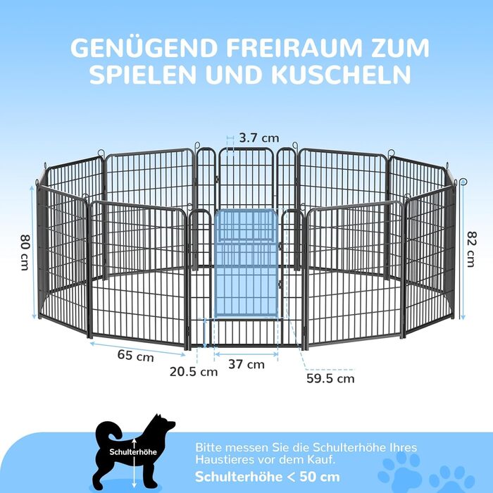 Клітка-вигул для цуценят Arvioo: безпечне ігрове місце, 65 x 80 см, 12 перегородок