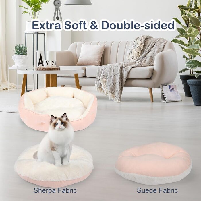 Кругле ліжко для котів та цуценят, 50.8 см. Зручне, з неслизьким дном та знімним подушкою. Підходить для домашніх тварин.