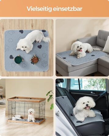 Підстилка для собак Feandrea, 2 шт., XXXL (183x183 см), сіра, витривала, з високою поглинаючою здатністю, нековзна, для дому