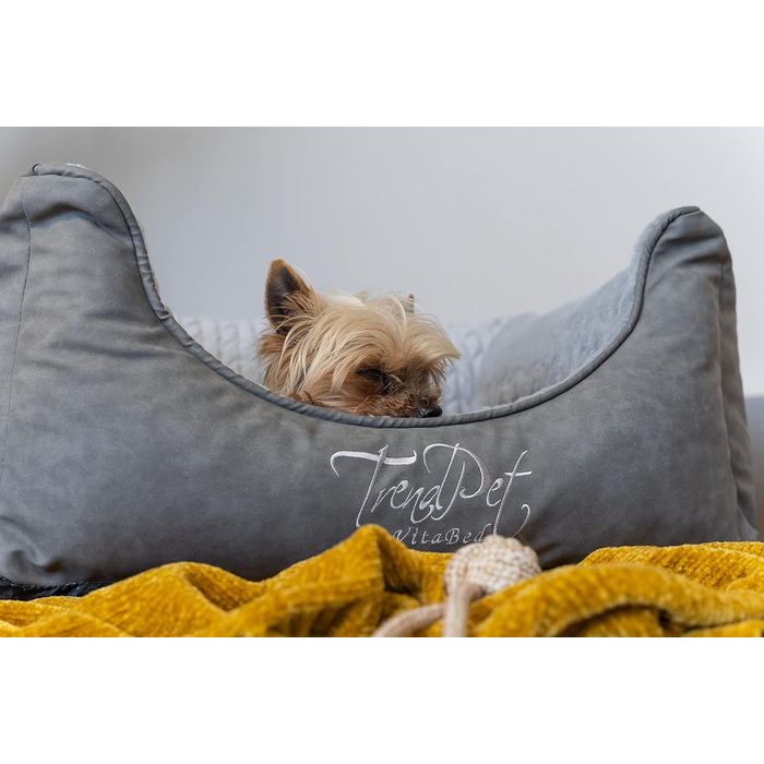 TrendPet VitaBed Style - ортопедичне ліжко для собак, штучна шкіра, плюшеве (100x90 см, сірий)