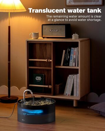 Автоматичний фонтан для котів BEMOONY 3.2 л з фільтрами, ультратихий, з LED підсвіткою, для сімей з кількома домашніми улюбленцями