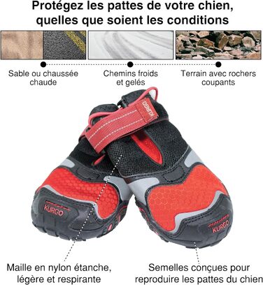 Взуття для собак Kurgo Blaze Cross - захист лап на всі сезони - водонепроникне, світловідбиваюче, неслизьке - 2 шт. - Сірий – S
