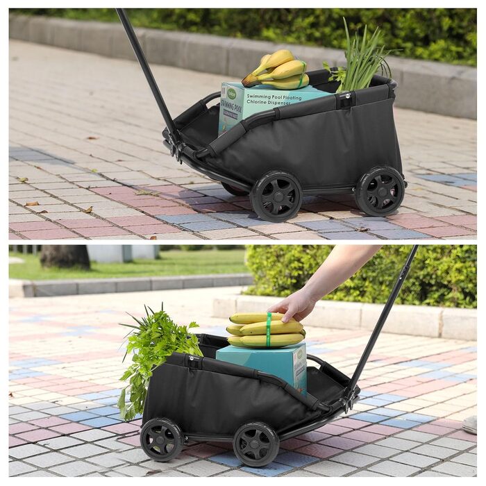 Складаний візок для маленьких тварин: зручний транспорт для собак та котів з килимком та сумкою (темно-зелений, чорний)