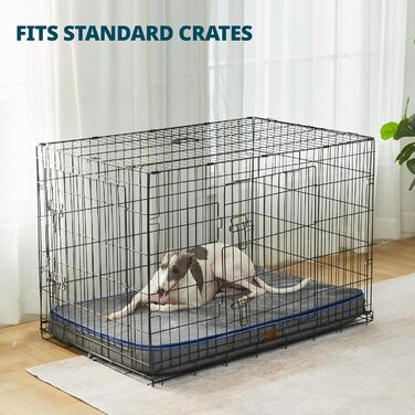 Ортопедичне собаче ліжко з memory foam, велике, сіре, водонепроникне, знімний чохол, 10.2 см, з блискавкою