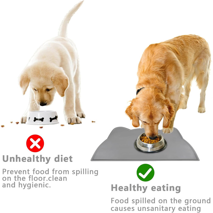 Килимок для котячого корму, силіконовий, неслизький, водонепроникний, сірий (темно-сірий)