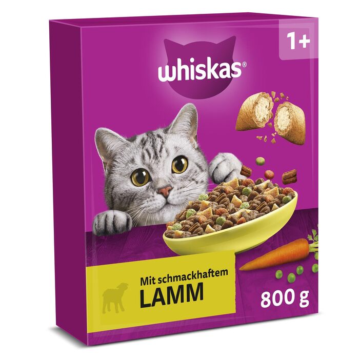 Сухий корм для дорослих котів WHISKAS з ягнятиною, набір 5 x 800 г