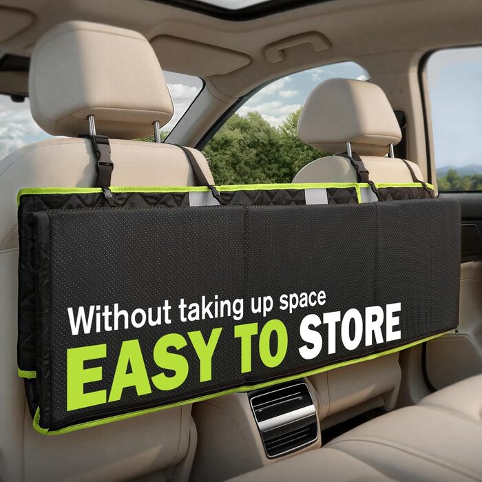 Плед для собак у машину Pecute з жорсткою основою, 136x60 см, захист сидіння, водовідштовхуючий, анти-царапин, для собак до 150 кг, чорний з зеленим кантом