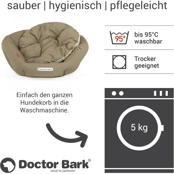 Кругле ліжко для собак Doctor Bark - м'яке, ортопедичне, для середніх собак, 50x40 см, Made in Germany (Королівський блакитний, Золотисто-коричневий)