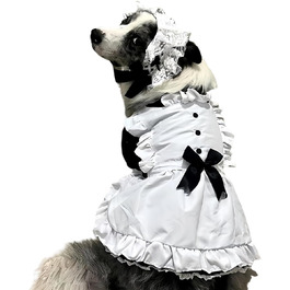 Сукня для собак FLAdorepet, костюм горничної з пов'язкою, костюм на Хелловін, наряд для великих порід, собак, дівчаток, цуценят, на Різдво, у відпустку, на весілля, сукня принцеси (чорна, XXX-Large (вага 36-45 кг))