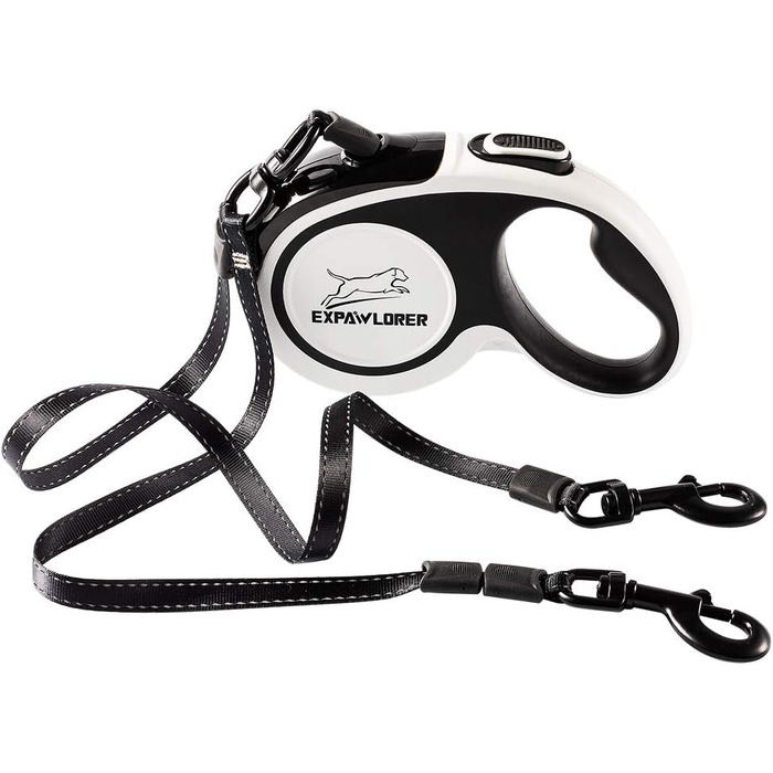 EXPAWLORER Подвійна висувна поводок для собак - з подвійним кріпленням, блокуванням, до 72.6 кг загальної ваги, 36.3 кг