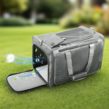 Транспортна переноска для кота/маленької собаки, складний кейс, 46×30×30 см, з віконцем та дихаючою сіткою (темно-сірий)