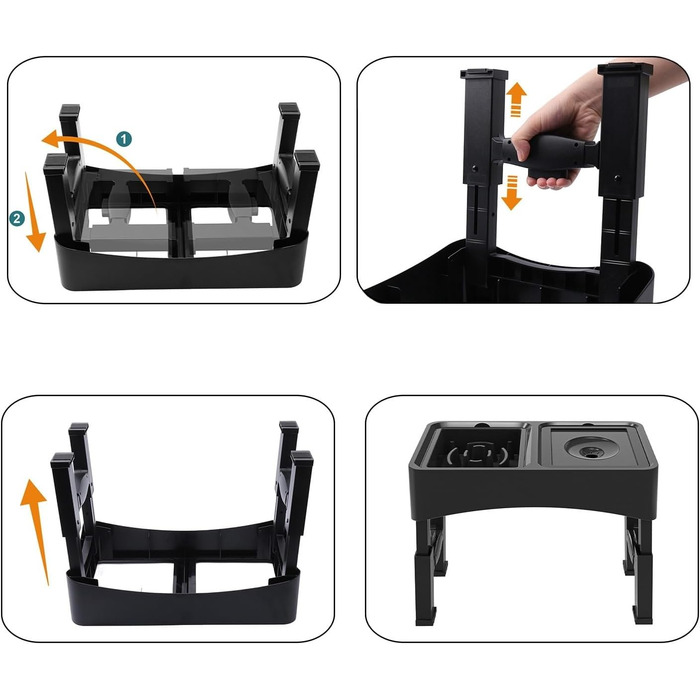 Підвищена годівниця для собак WS - 2-в-1 з регульованою висотою, анти-розливання, миска для корму та води без облизування (чорна)