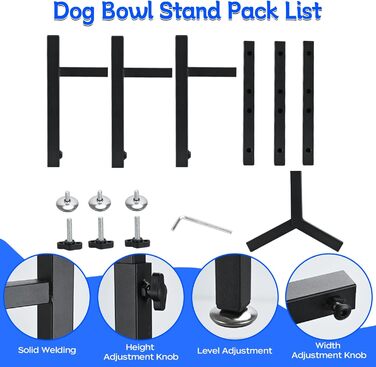 Підставка для корму для собак Triangle, регульована висота, метал, стабільна та протиковзна