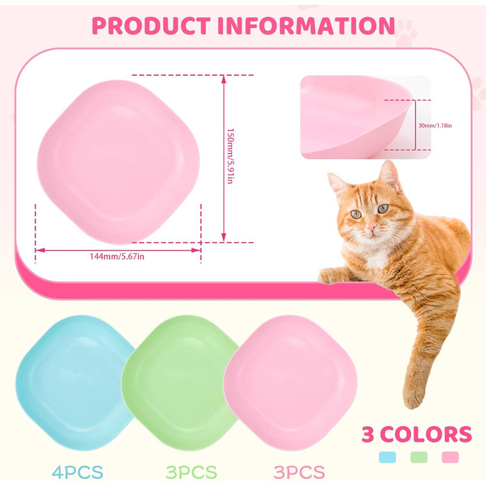 Набір мисок для котів GMMG, 6 шт., кераміка, плоскі, для годування котів