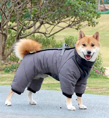 Теплий флісовий зимовий одяг для собак з отвором для повідка, тепла куртка для собак, водонепроникний одяг для тварин, розмір M, сірий