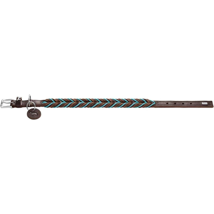 Нашийник HUNTER Solid Education Cord, 50 см, темно-коричневий/бірюзовий, нейлоновий