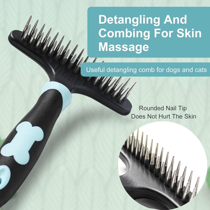 Щітка для вичісування собак, синьо-чорна, гребінець для догляду за шерстю, інструмент для видалення ковтунів, для короткої та довгої шерсті, дворядний