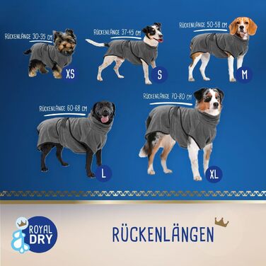 Рушник для собак Роя Dry Hundebademante – для собак середнього розміру, 60-68 см, мікрофібра, сірий (XS)