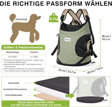 Рюкзак-переноска для собак та котів ALLSOPETS, зручний та дихаючий, з інтегрованим ремінцем безпеки, для подорожей та прогулянок (Оливковий)