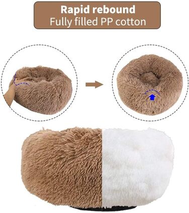 М'яке ліжко для собак Haoye, кругла подушка для домашніх тварин, ліжко для котів/собак, донат, мила ліжечко, коричнева, Ø 70 см, 7 розмірів